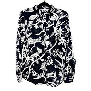 Talbots Dark Academia Junglecore Animal Print Top Womens Size‎ M Modern Classic